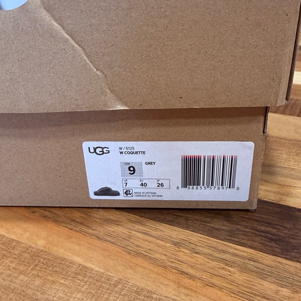 NWT UGG Women's Charcoal Sheepskin Slippers - Picture 8 of 9